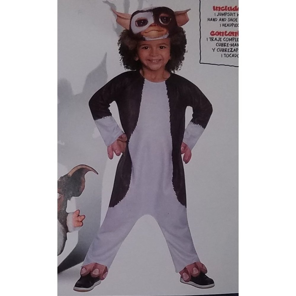 NEW Gizmo Gremlins Halloween Costume Toddler 3T/4T Jumpsuit Headpiece - Picture 2 of 8